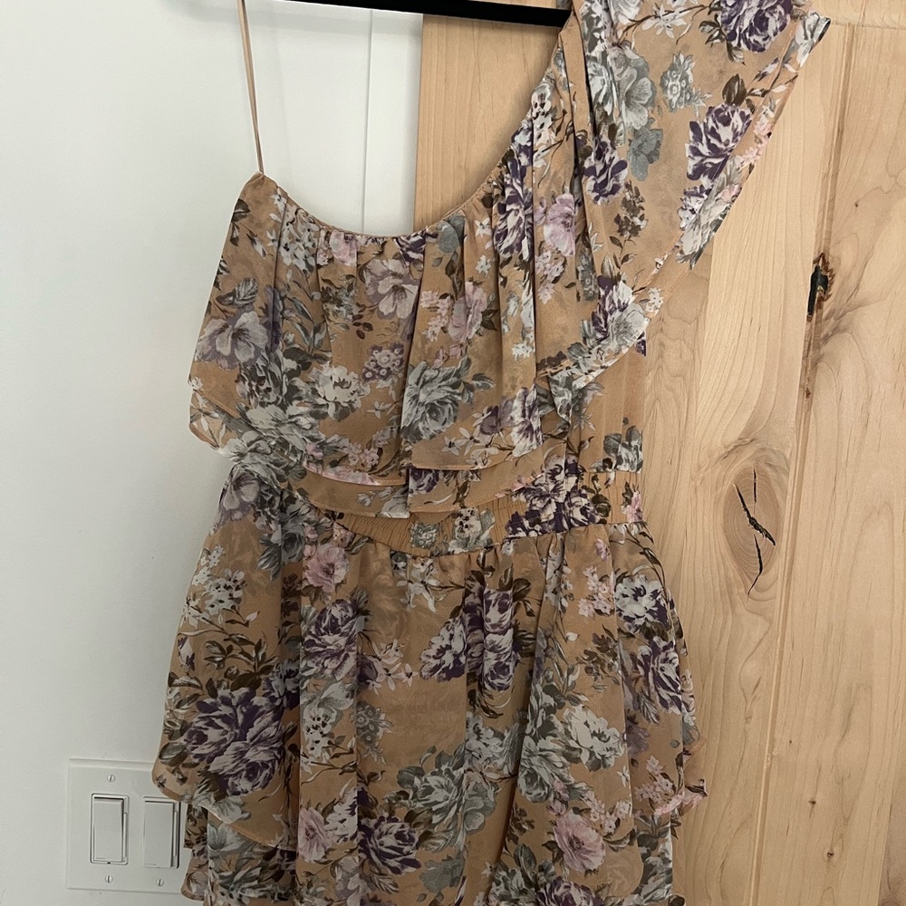 Free the Roses Beige Ruffle Dress
